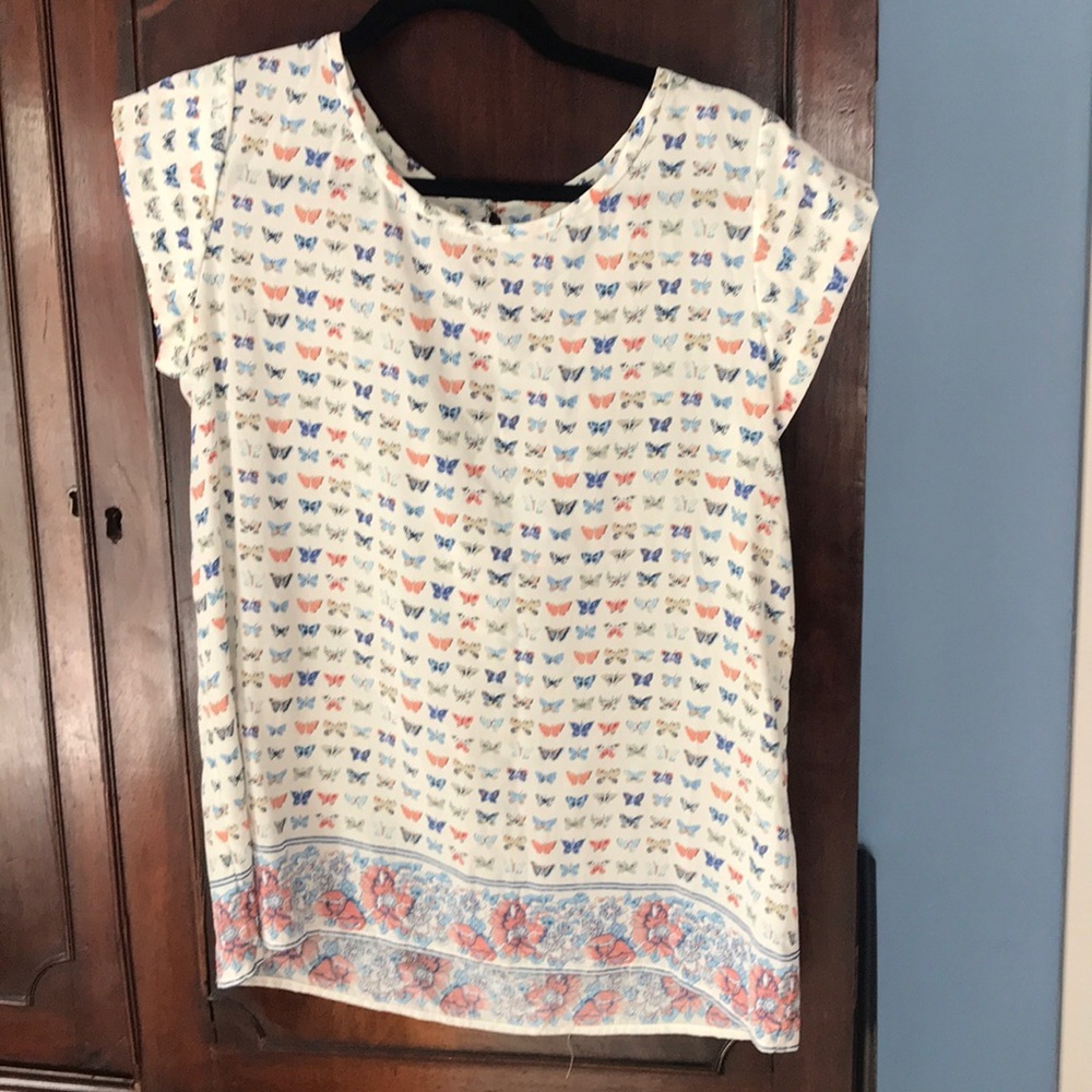 Silk Blouse by Joie with Butterfly Print